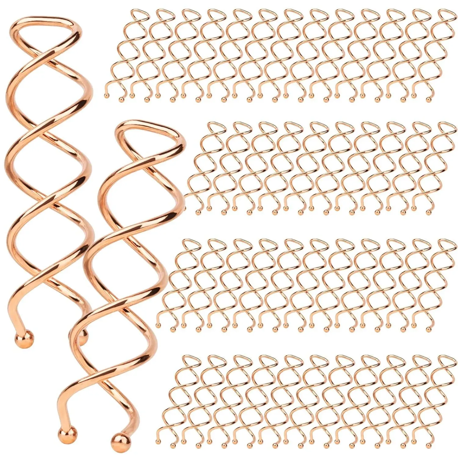 50-Piece Rose Gold Spiral Bobby Pin Set (3-Pack)