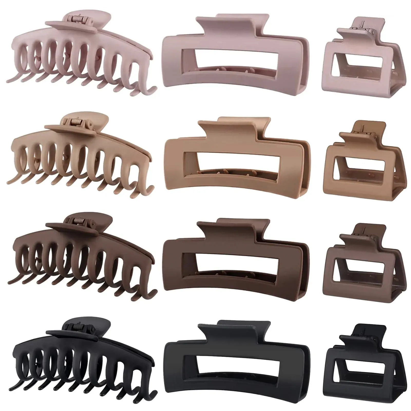 12-Piece Matte Claw Clip Set, Large and Medium (3-Pack)